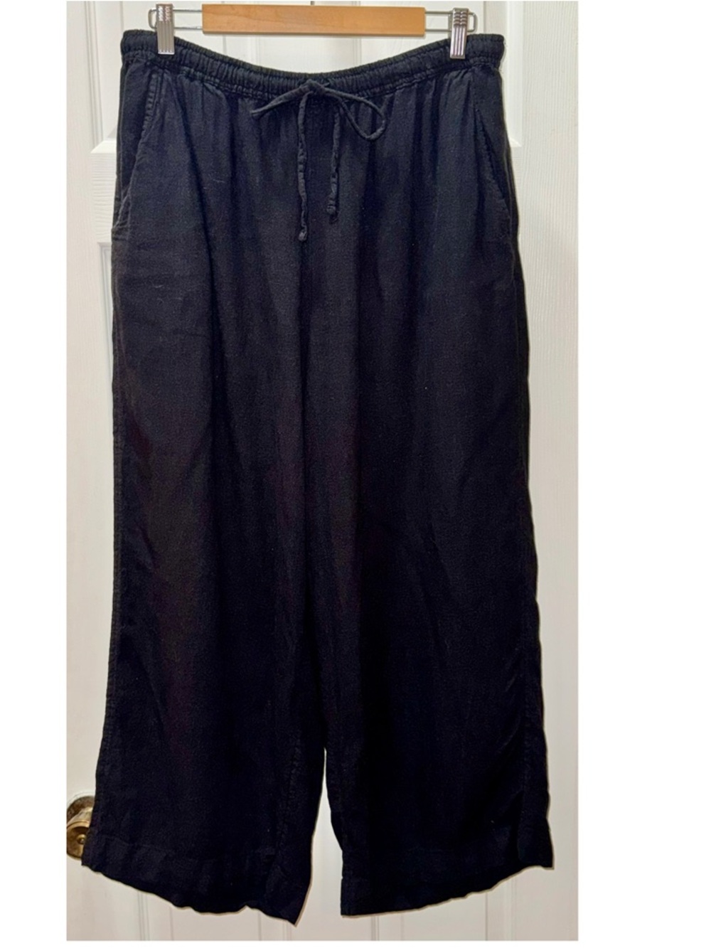 dip Black Elastic-Waist/drawstring Wide Leg pants